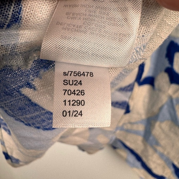 NWT LOFT Brushed Daisy Balloon Sleeve Flare Sleeve Dress, Blue&White, M - Picture 7 of 11